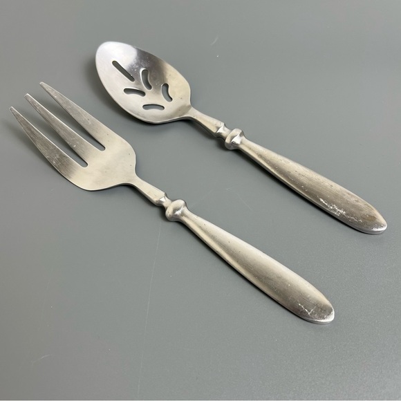 2 Pc Townhouse Serving Meat Fork Pierced Spoon Cambridge Stainless Flatware - Picture 1 of 9